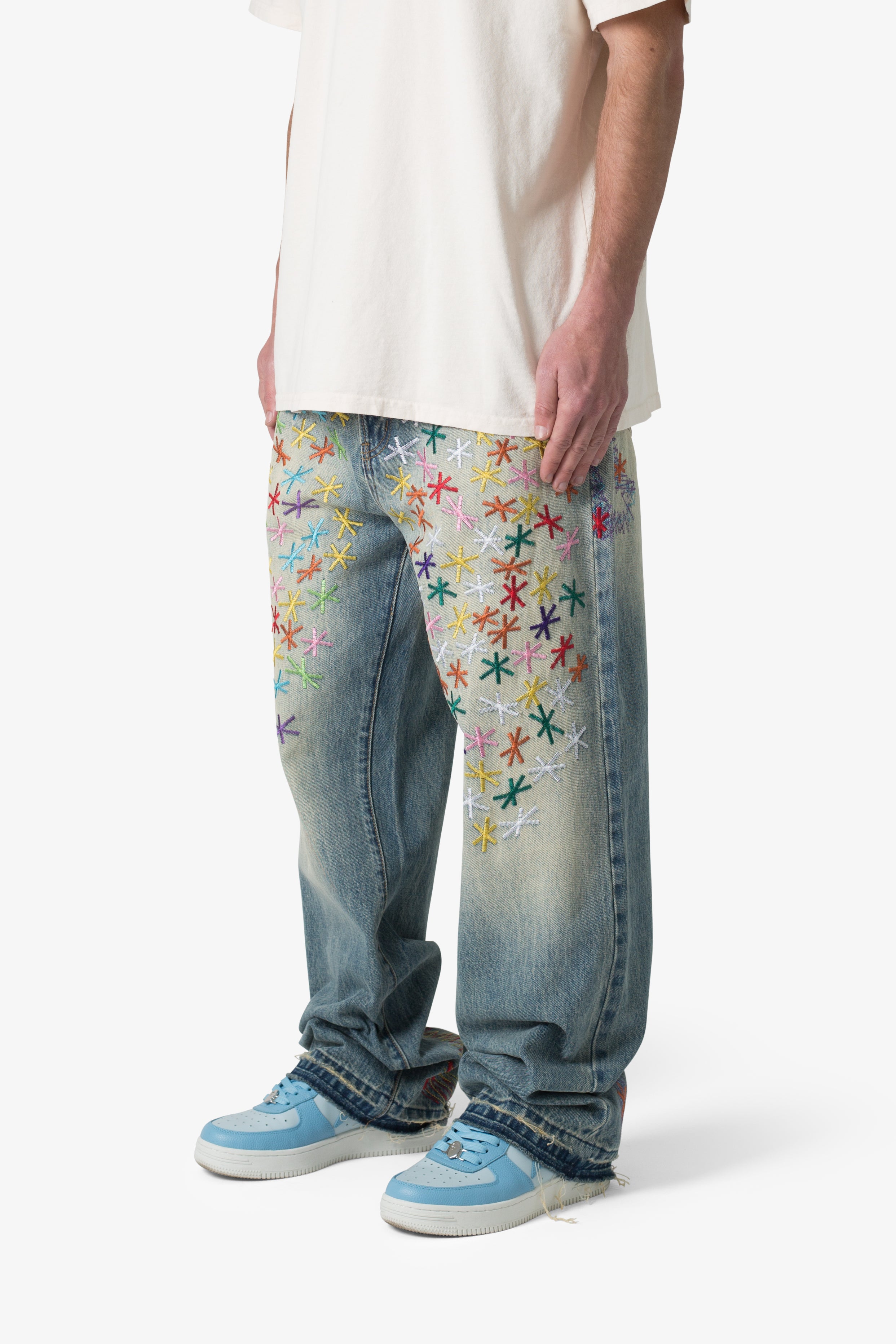 Ultra Baggy Multi Asterisk Denim - Blue/Multi | mnml
