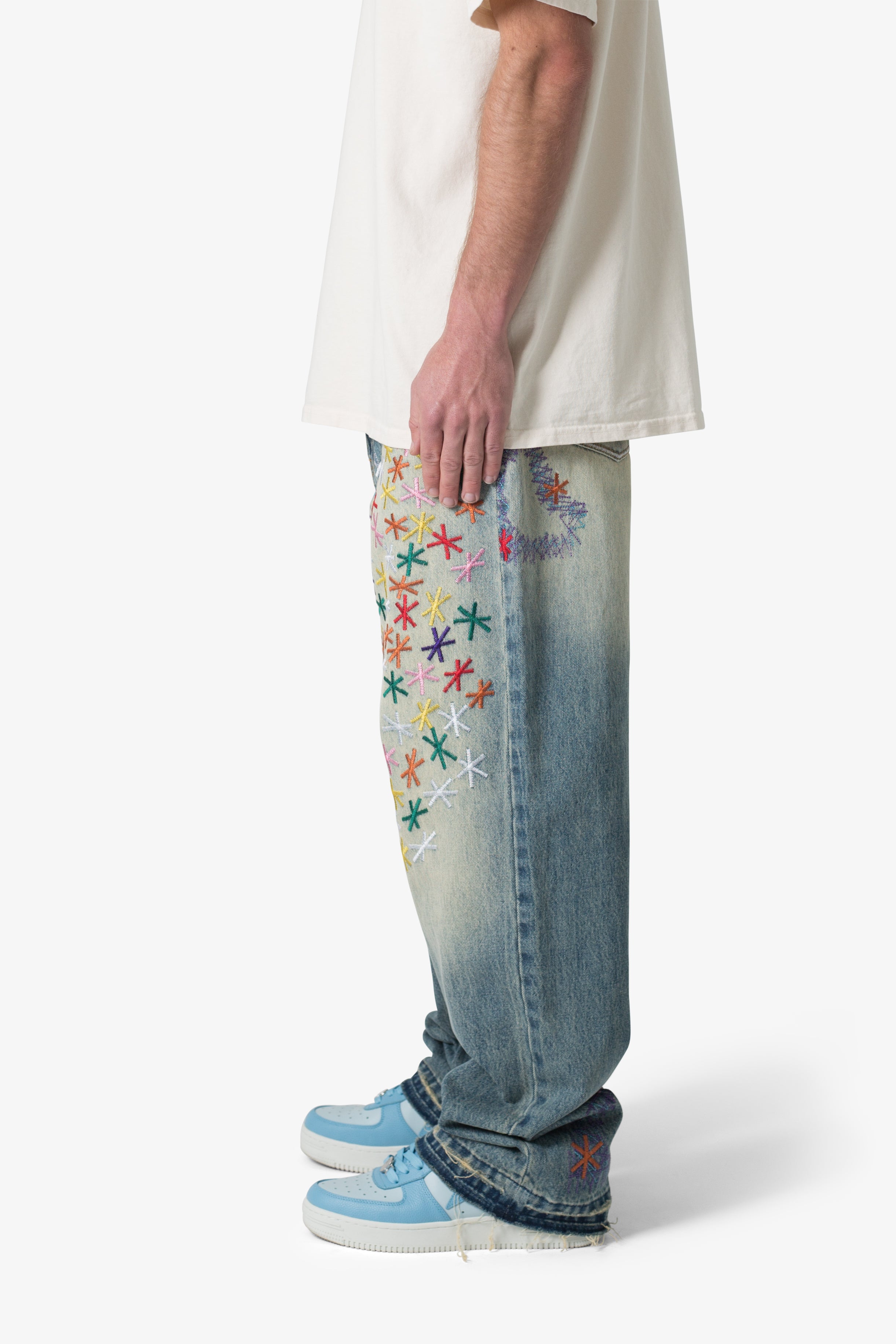 Ultra Baggy Multi Asterisk Denim - Blue/Multi | mnml