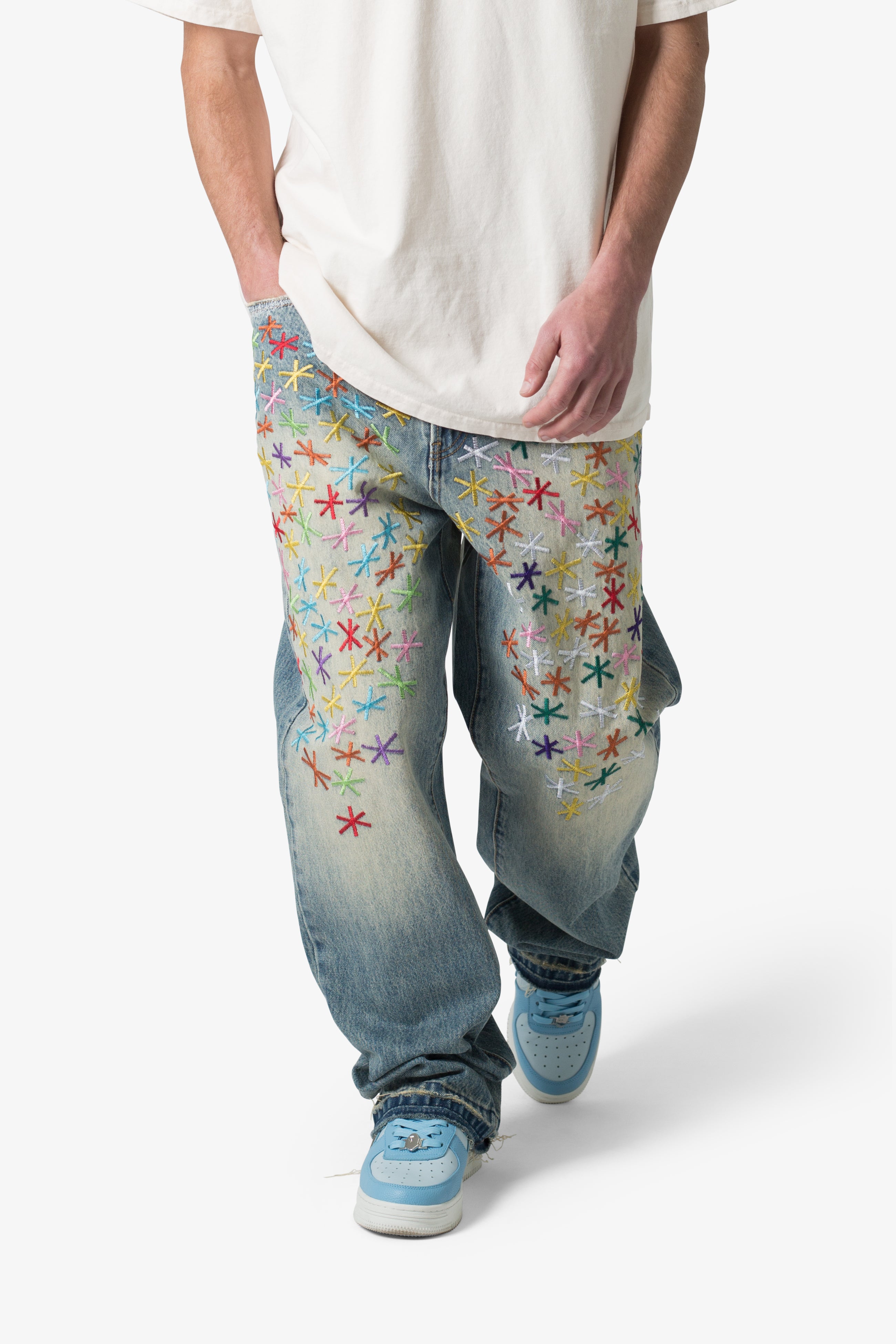 Ultra Baggy Multi Asterisk Denim - Blue/Multi | mnml