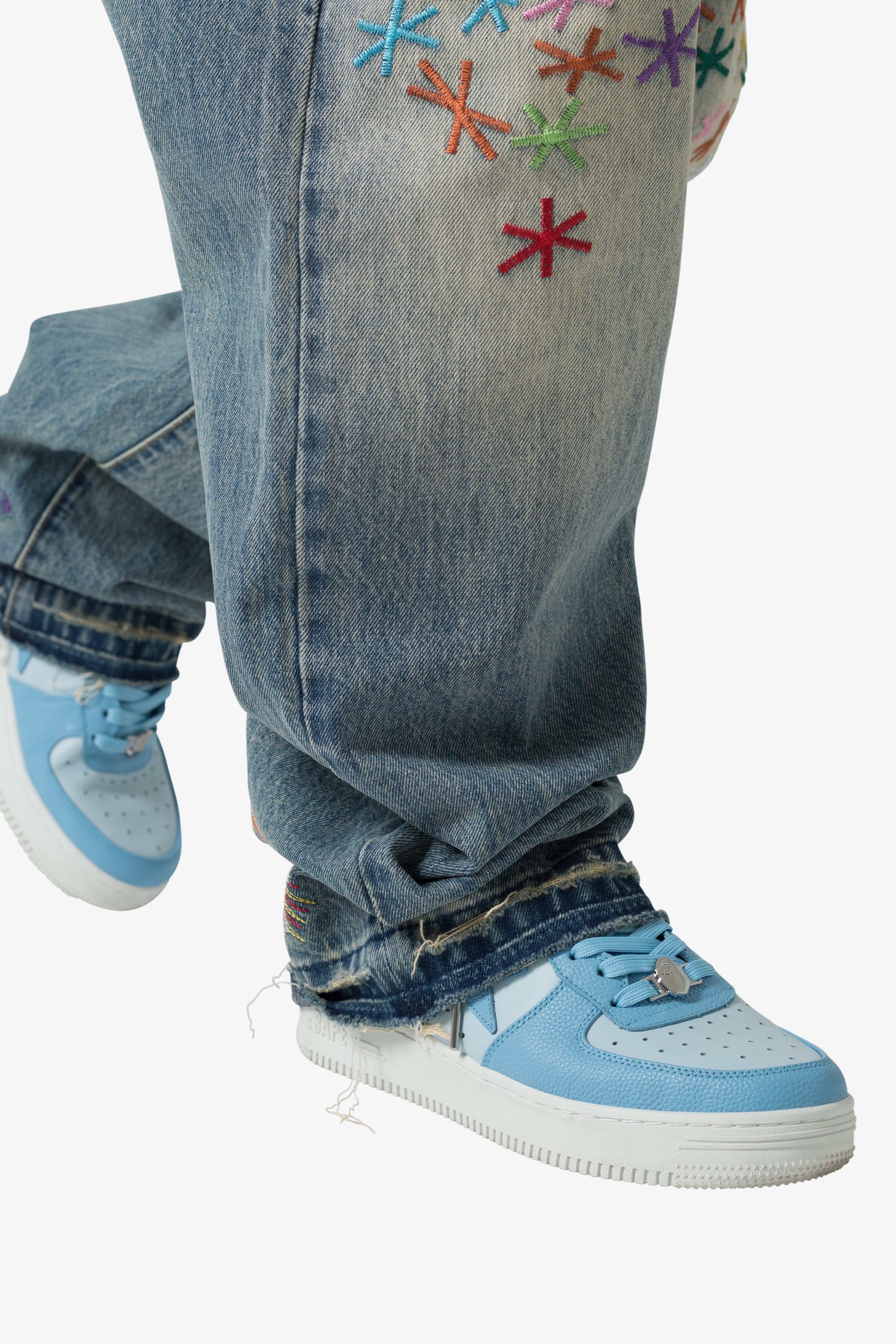 Ultra Baggy Multi Asterisk Denim - Blue/Multi | mnml