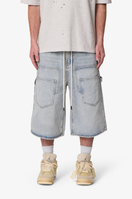 Ultra Baggy Multi Pocket Denim Shorts - Blue