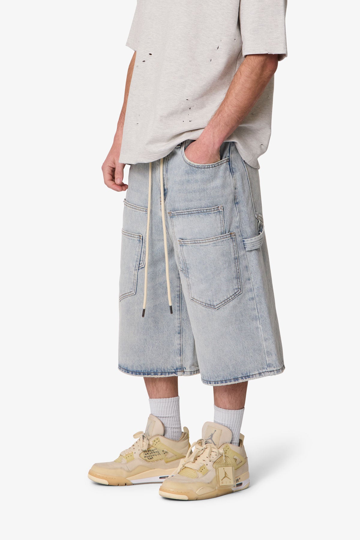 Ultra Baggy Multi Pocket Denim Shorts - Blue | mnml