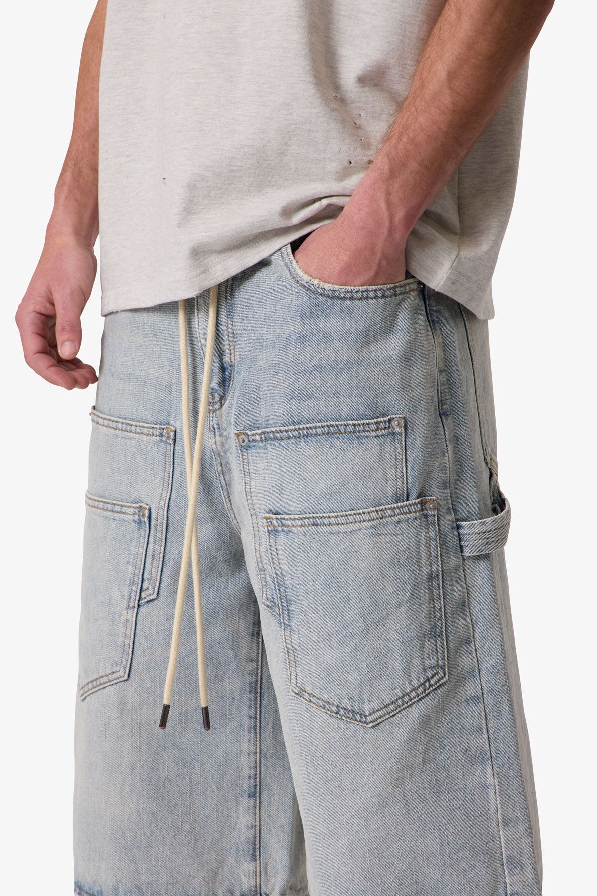 Ultra Baggy Multi Pocket Denim Shorts - Blue | mnml