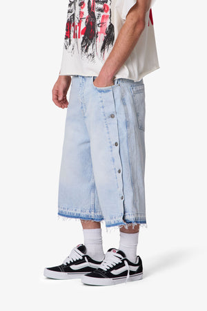 ULTRA BAGGY OFFSET BUTTON DENIM SHORTS image 1