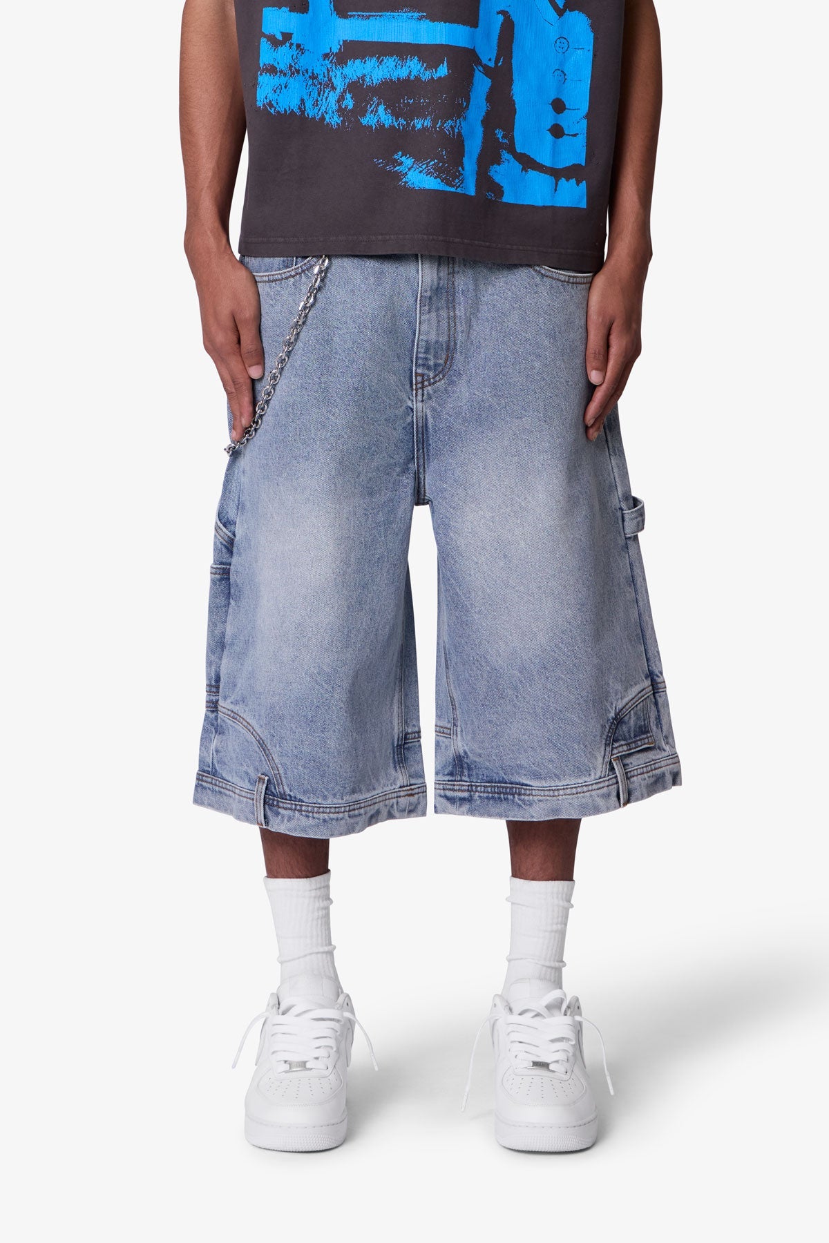 Ultra Baggy Reconstructed Denim Shorts - Blue | mnml