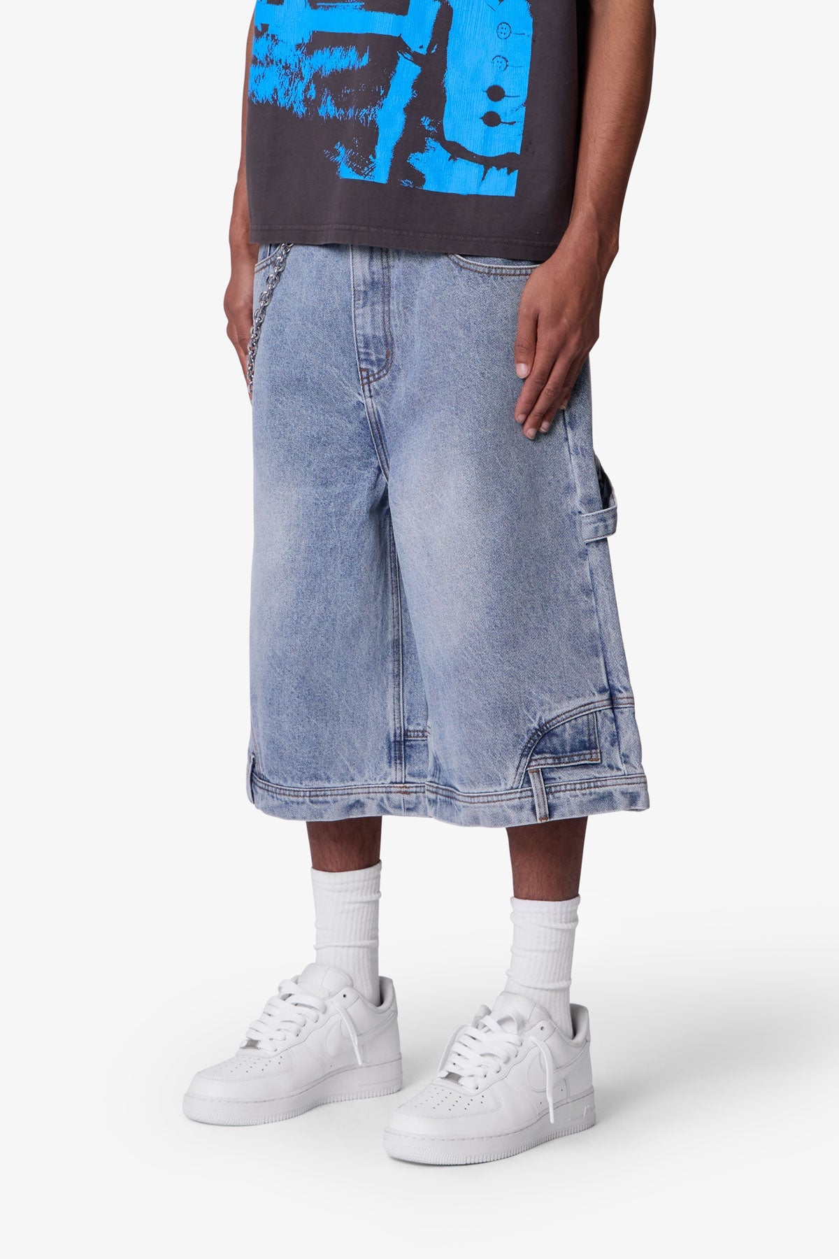 Ultra Baggy Reconstructed Denim Shorts - Blue | mnml