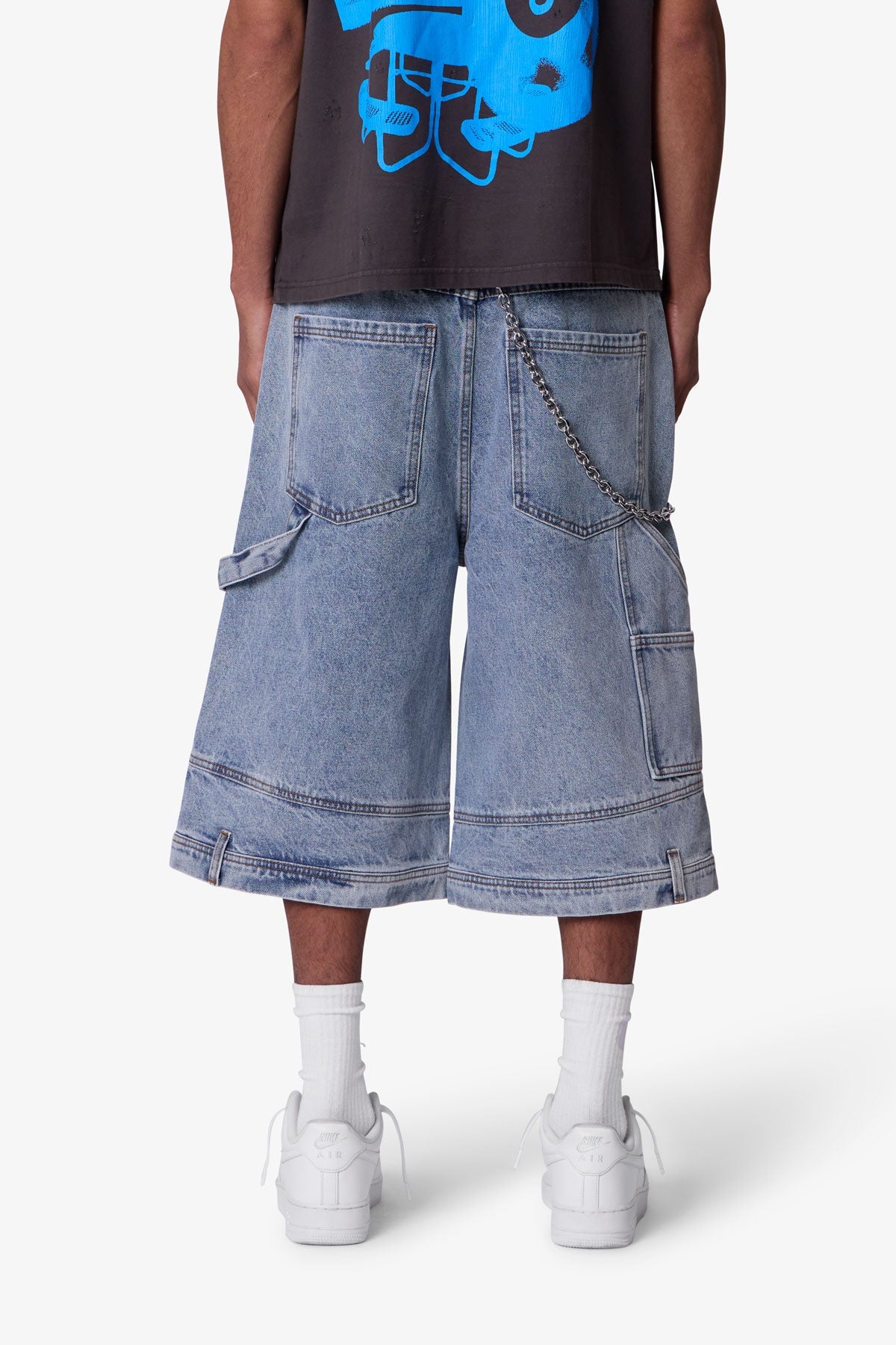Ultra Baggy Reconstructed Denim Shorts - Blue | mnml