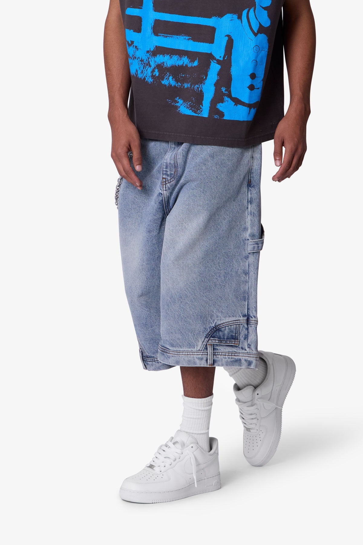 パンツ SPECIAL GUEST KK Baggy Denim Shorts M Ultra Baggy Reconstructed Denim Shorts - Blue | mnml
