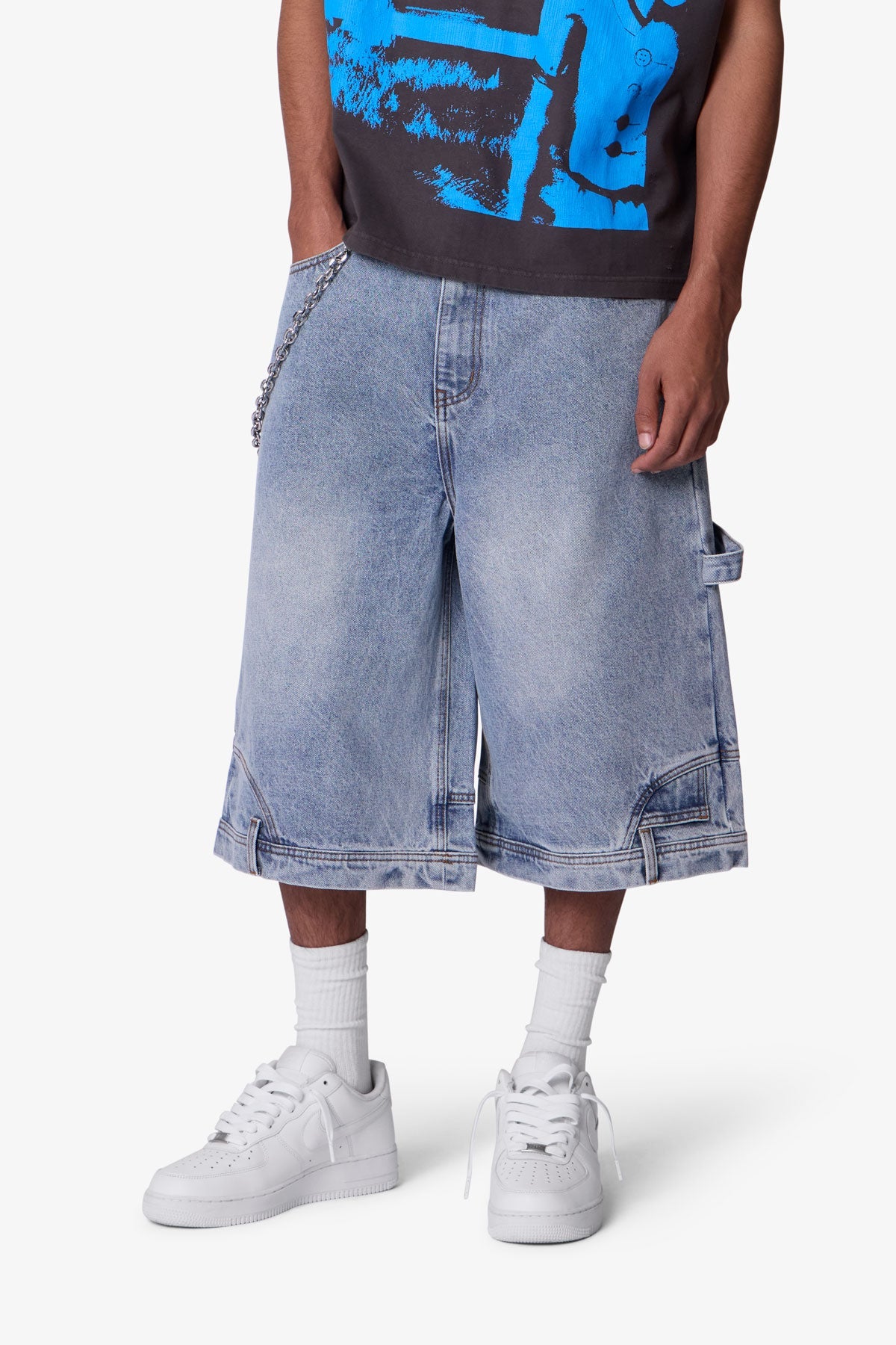 Ultra Baggy Reconstructed Denim Shorts - Blue | mnml