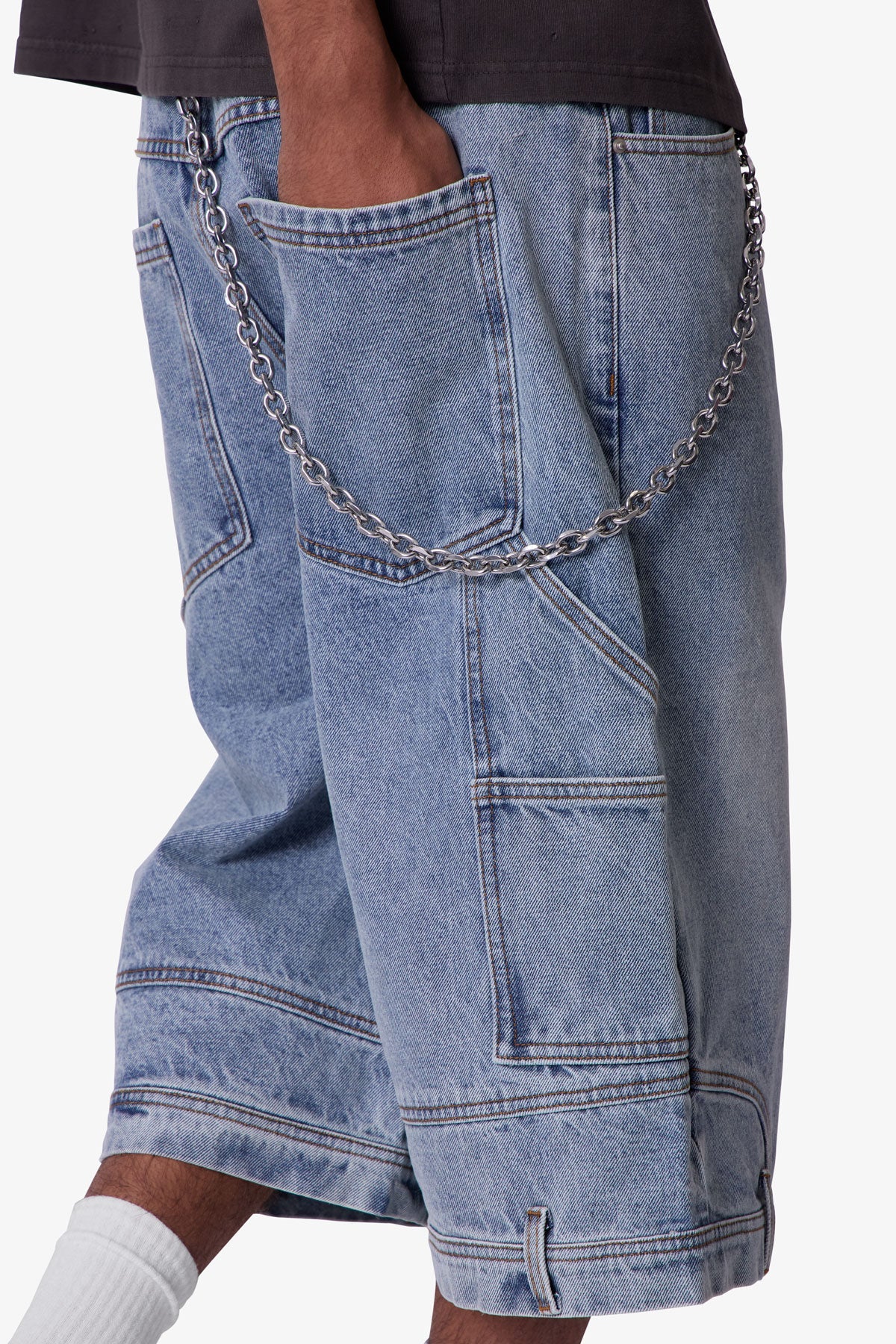 Ultra Baggy Reconstructed Denim Shorts - Blue | mnml