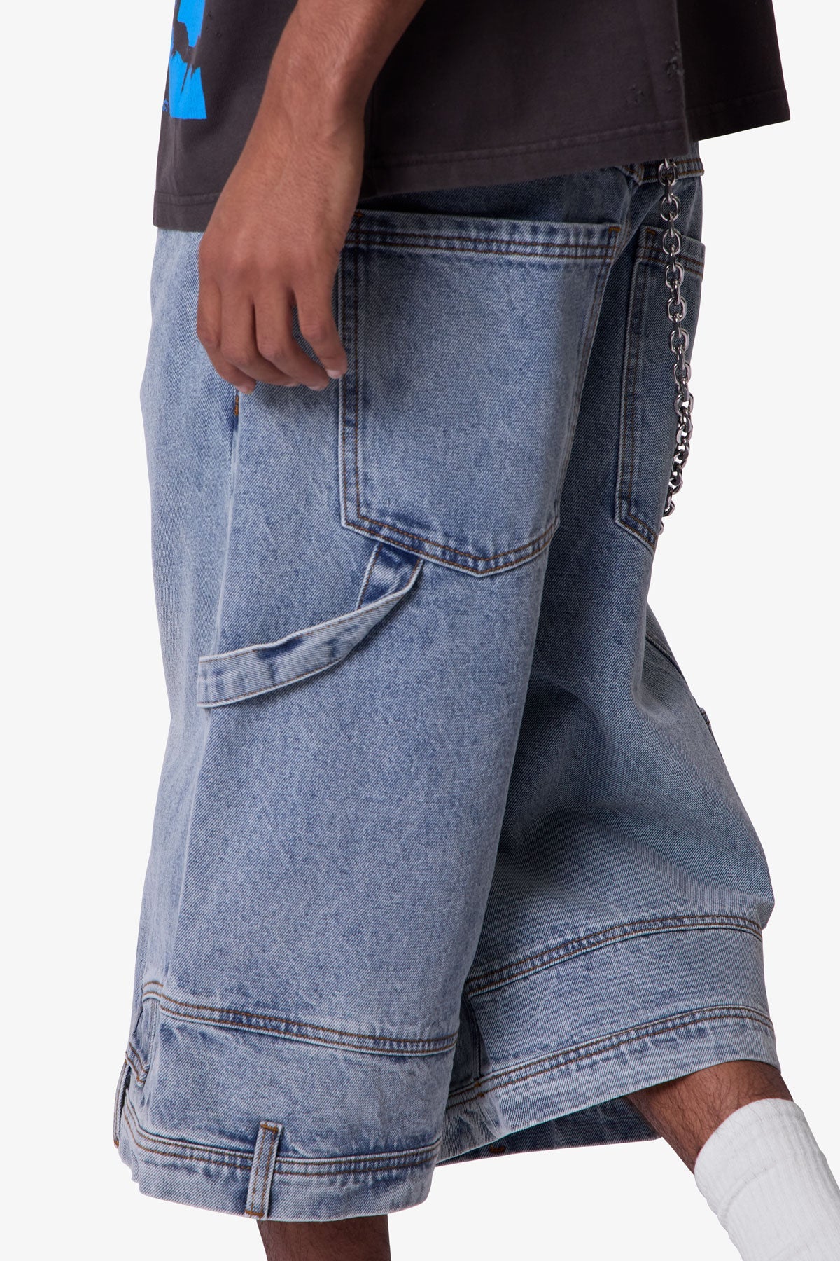 Ultra Baggy Reconstructed Denim Shorts - Blue | mnml