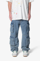 Pantalones cargo holgados apilados - Azul vintage