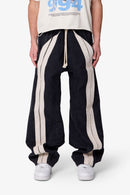 Pantalones holgados de sarga a rayas - Negro/Blanco
