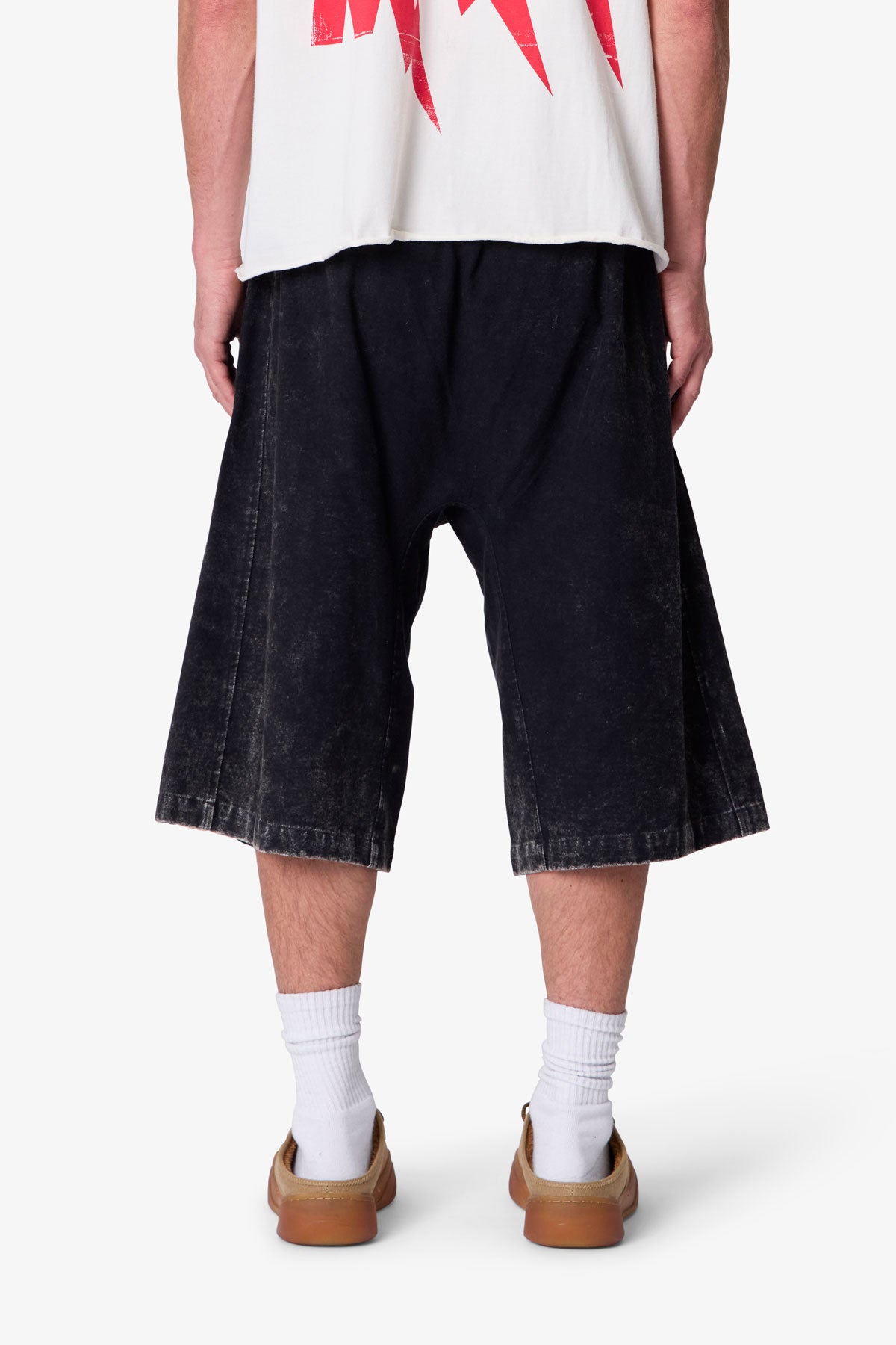 Ultra Baggy Stripe Twill Shorts - Washed Black | mnml