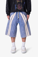 Pantalones cortos holgados de sarga a rayas - Azul lavado