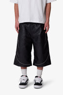 Short en cuir clouté ultra ample - Noir