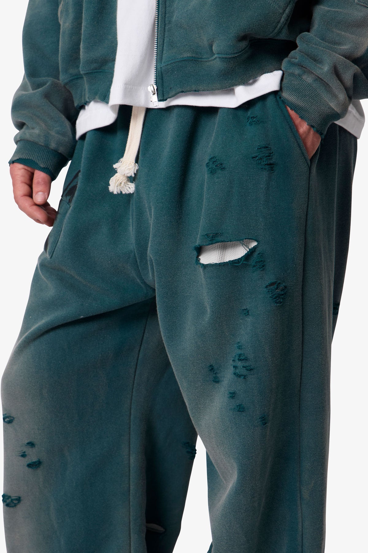 Ultra Baggy Thermal Lined Terror Sweatpants - Green | mnml