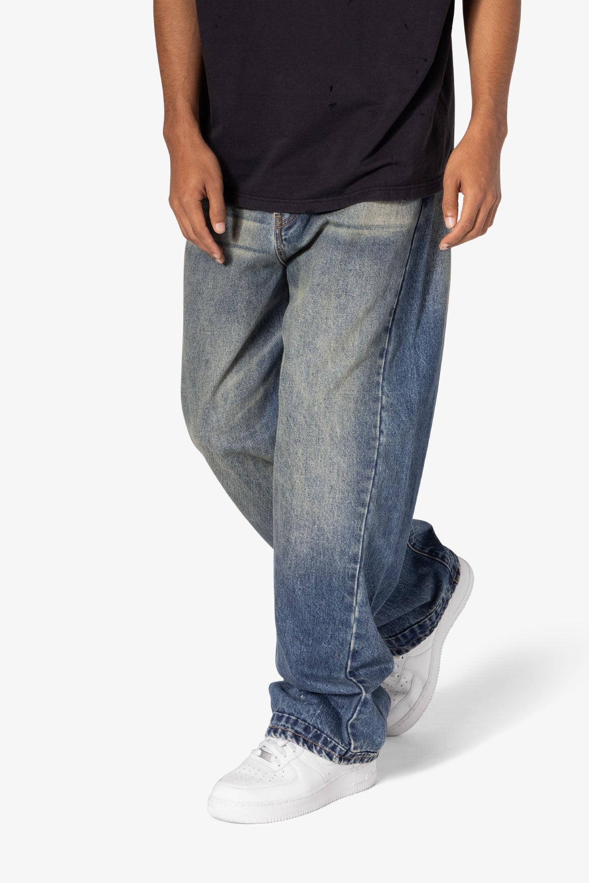 Ultra Baggy Washed Up Denim - Blue | mnml