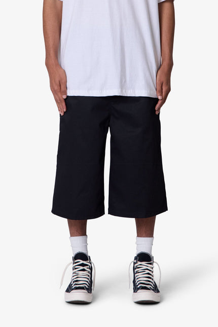 Baggy Pleated Shorts Black mnml shop now