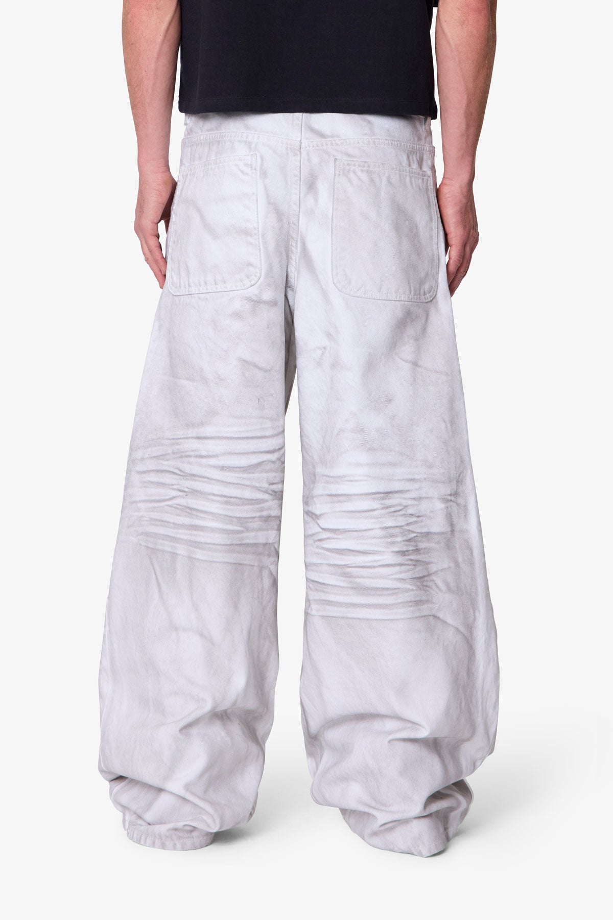 Ultra Wide Stained Denim - White | mnml