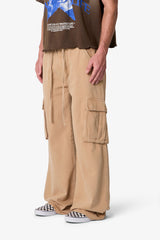 Ultra Wide Twill Cargo Pants - Khaki
