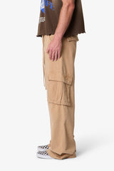 Ultra Wide Twill Cargo Pants - Khaki