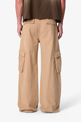 Ultra Wide Twill Cargo Pants - Khaki