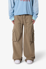 Ultra Wide Twill Cargo Pants - Olive