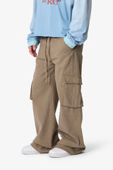 Ultra Wide Twill Cargo Pants - Olive