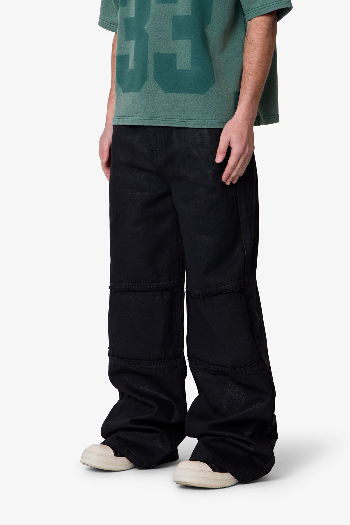 Ultra Wide Waxed Work Pants - Black | mnml