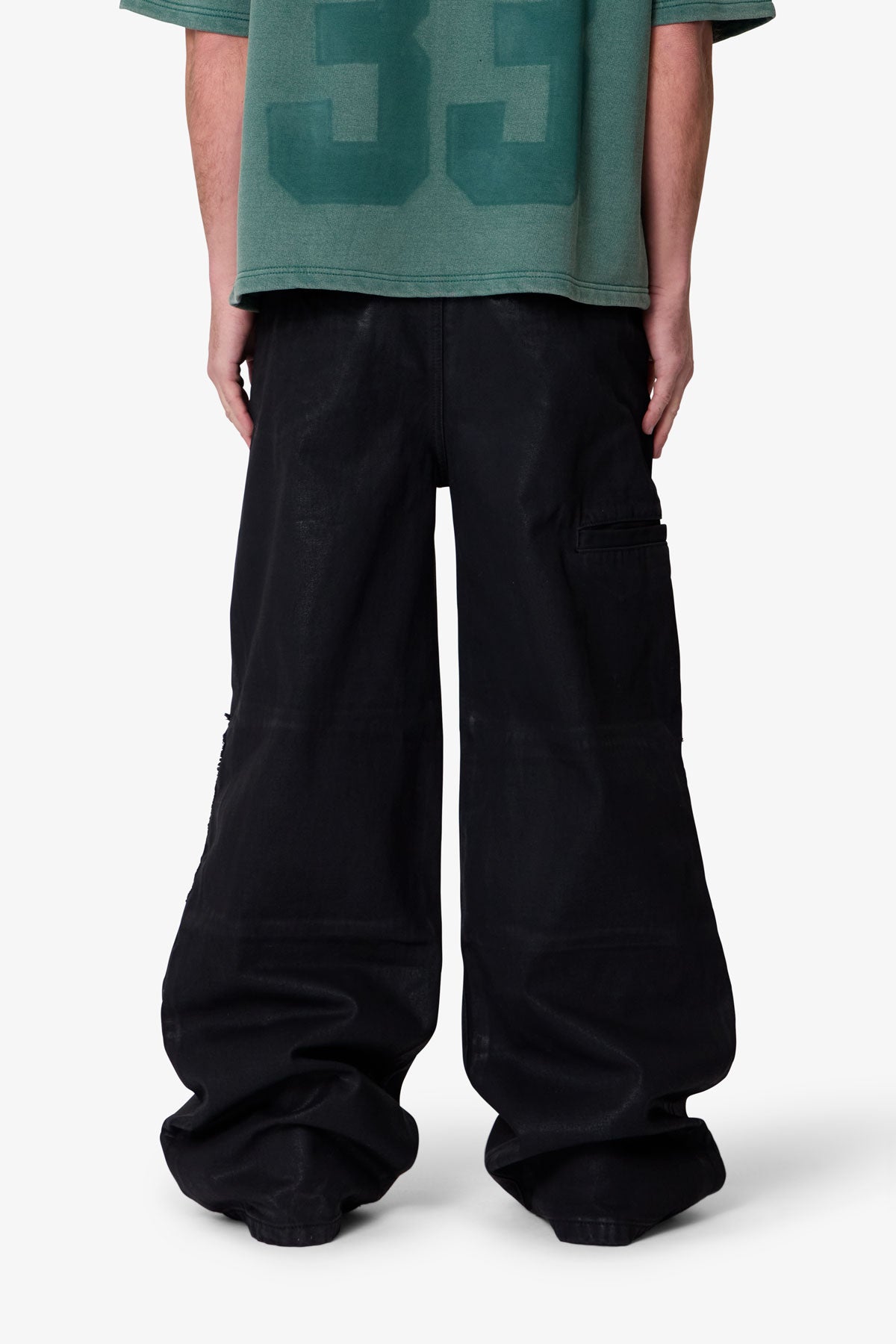 Ultra Wide Waxed Work Pants - Black | mnml