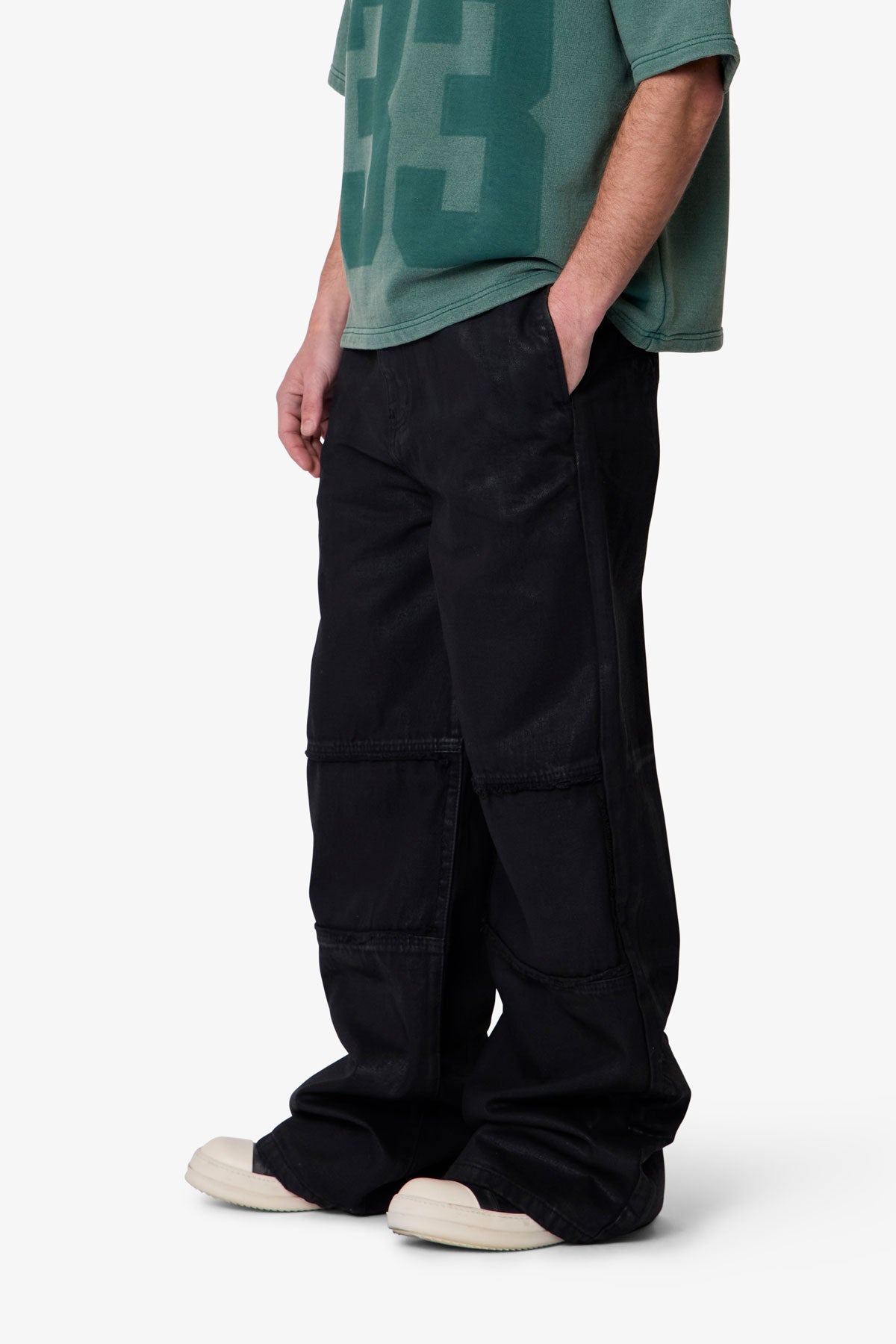 Ultra Wide Waxed Work Pants - Black | mnml