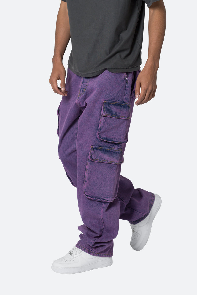 V580 Baggy Cargo Pants - Purple, mnml