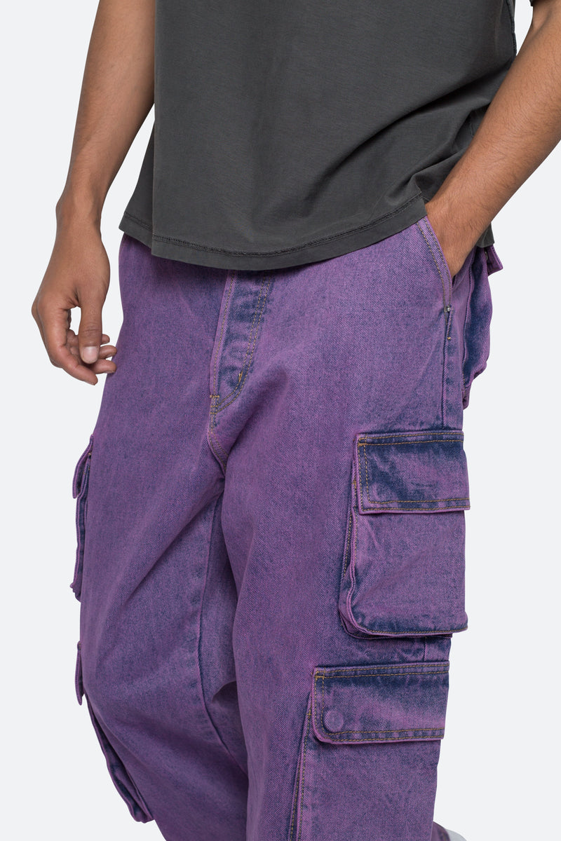 V580 Baggy Cargo Pants - Purple, mnml