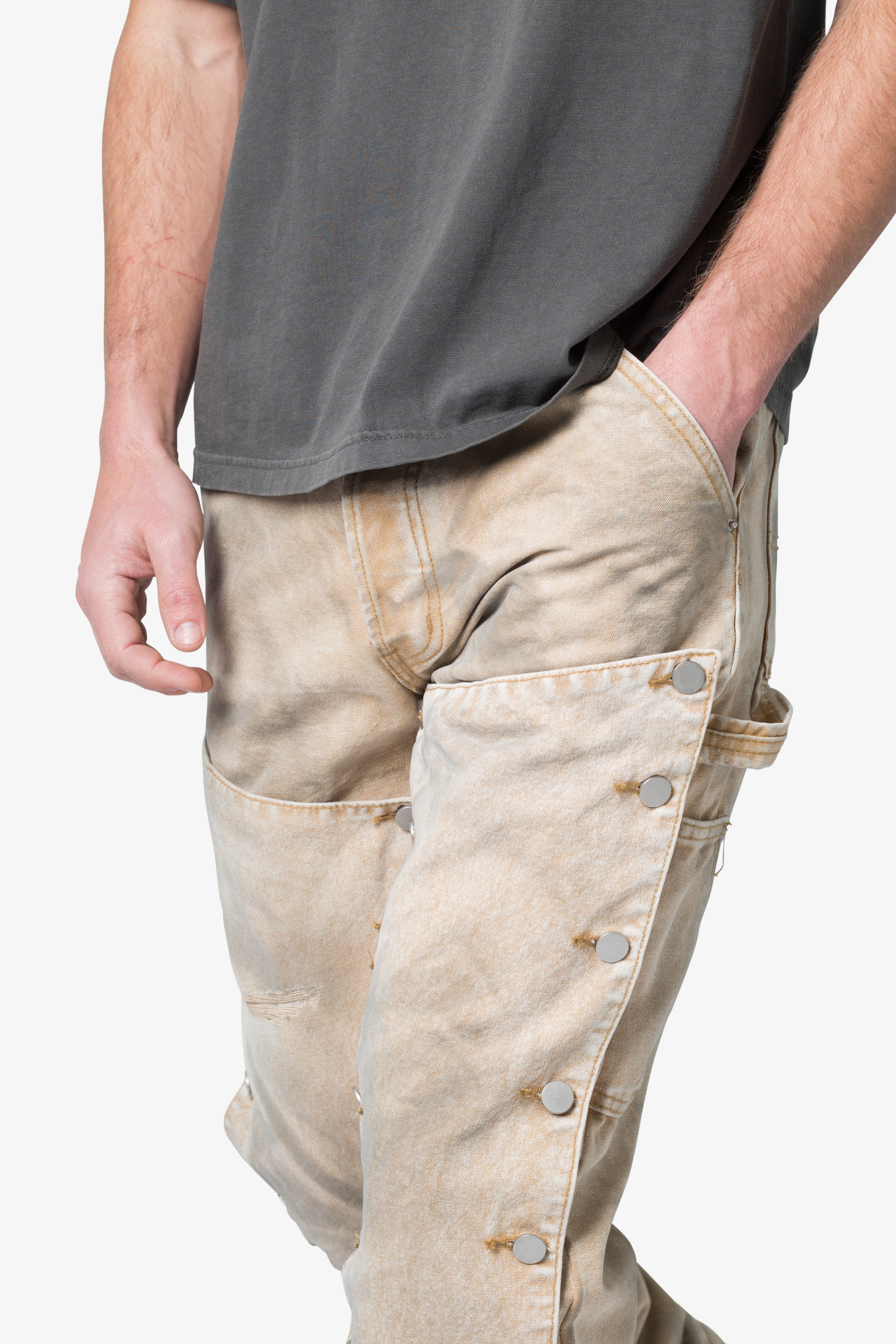 V624 Snap Off Baggy Pants - Brown | mnml