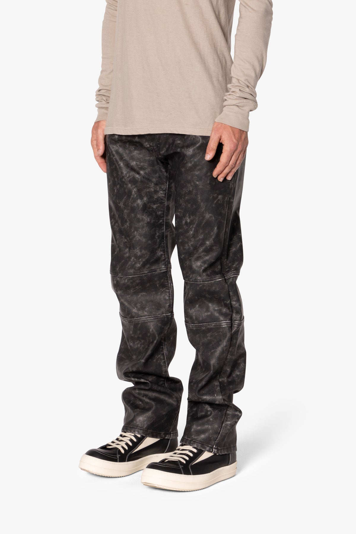 V706 Washed Leather Pants - Black | mnml | shop now