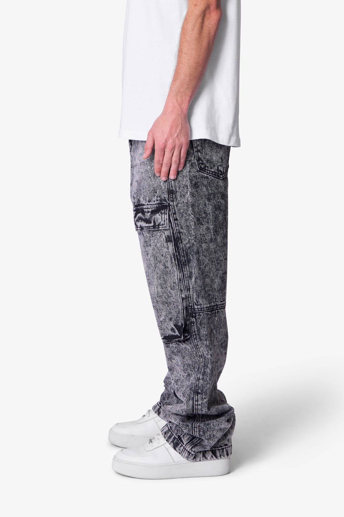 V741 Front Washed Cargo Denim - Grey | mnml