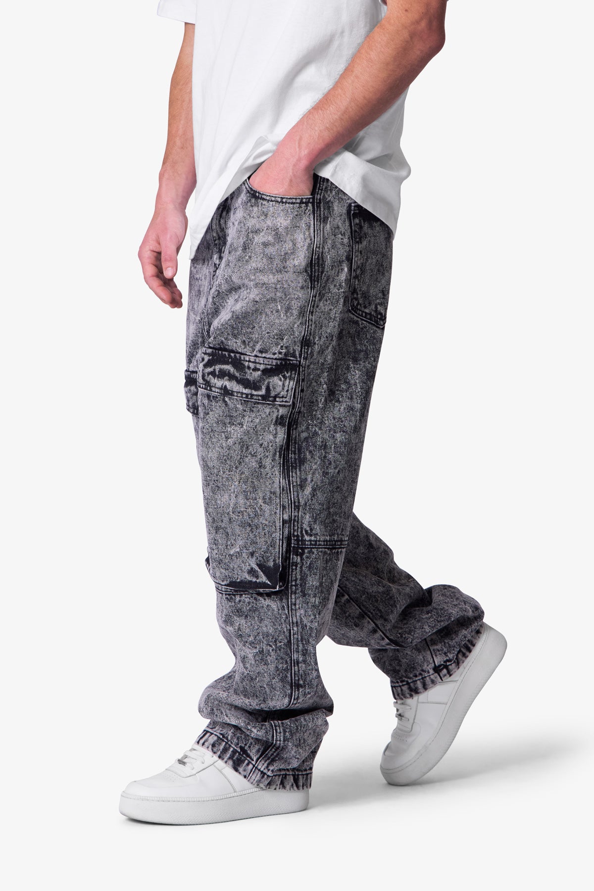 V741 Front Washed Cargo Denim - Grey | mnml