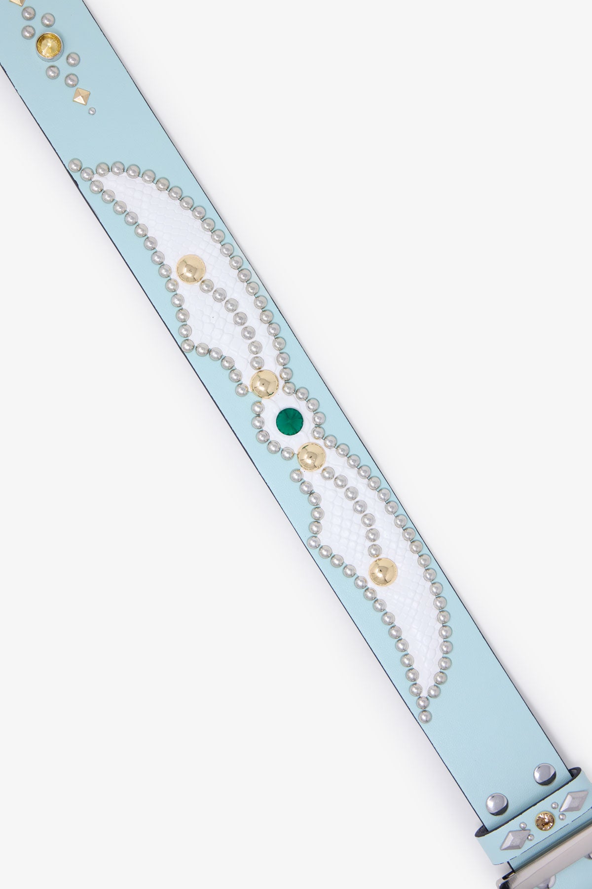Vintage Python Belt - Aqua/White | mnml