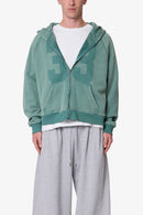 Sudadera con capucha y cremallera estilo raglán vintage - Verde