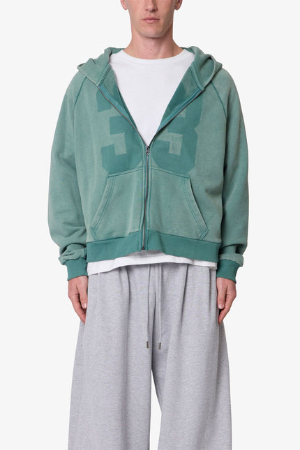 Vintage Raglan Zip Up Hoodie - Green