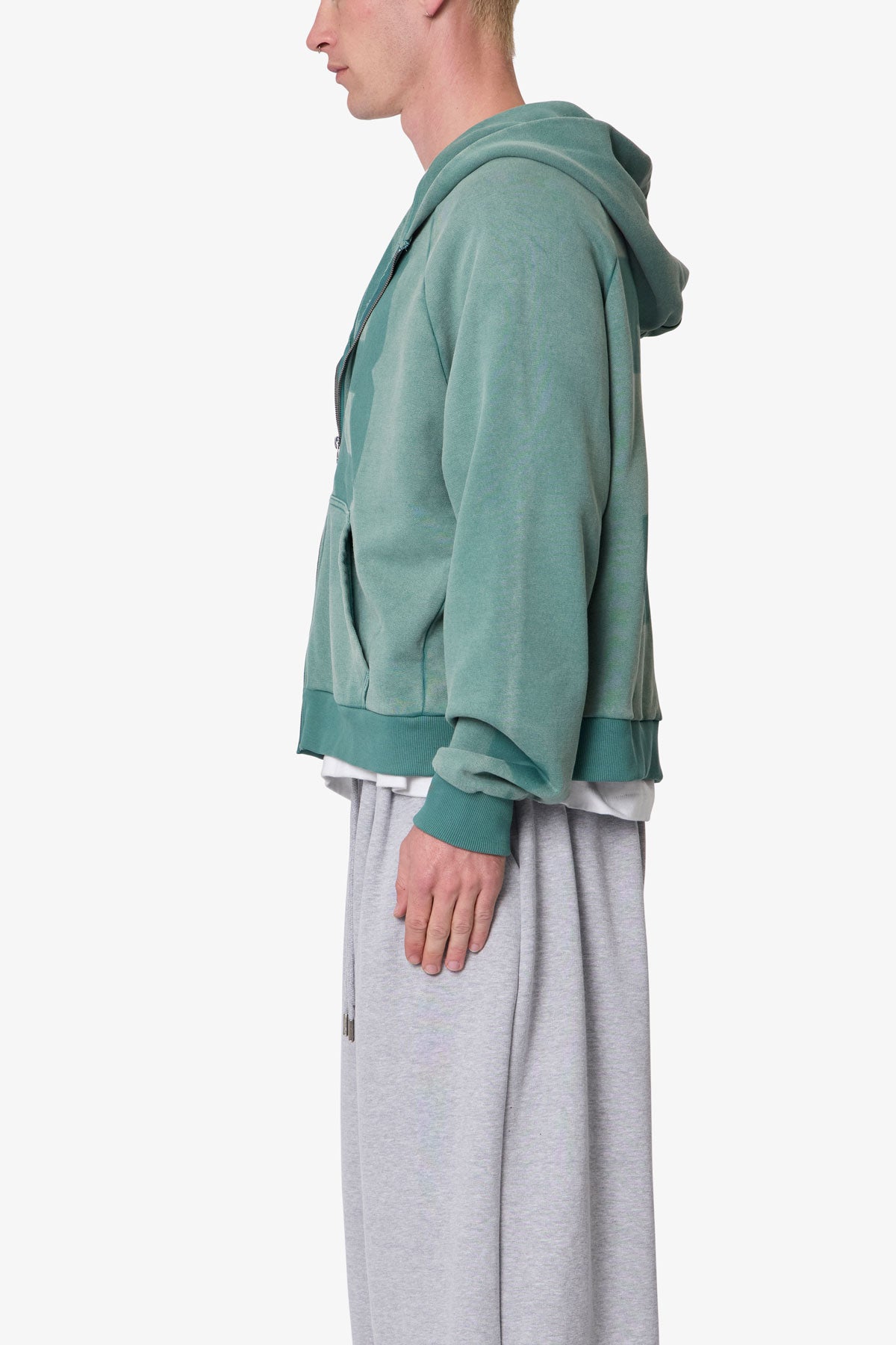 Vintage Raglan Zip Up Hoodie - Green | mnml