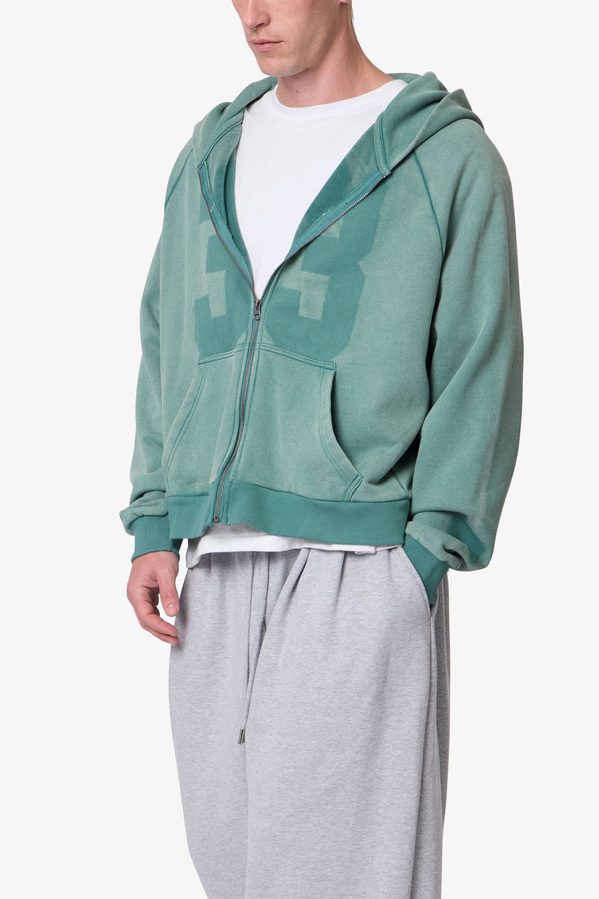 Vintage Raglan Zip Up Hoodie - Green | mnml