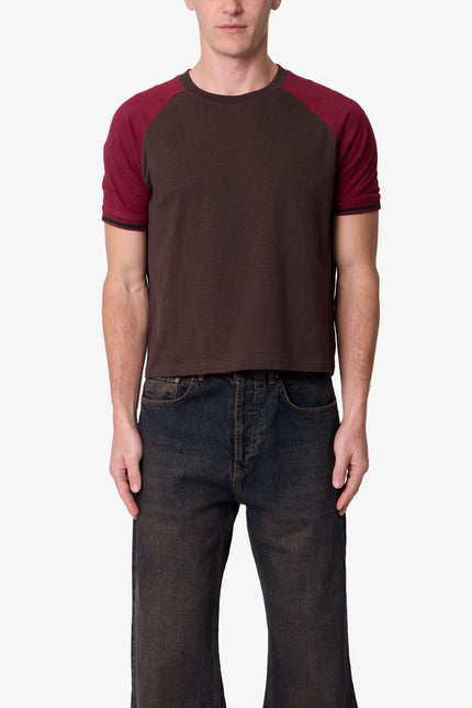 Vintage Ringer Tee - Brown/Burgundy