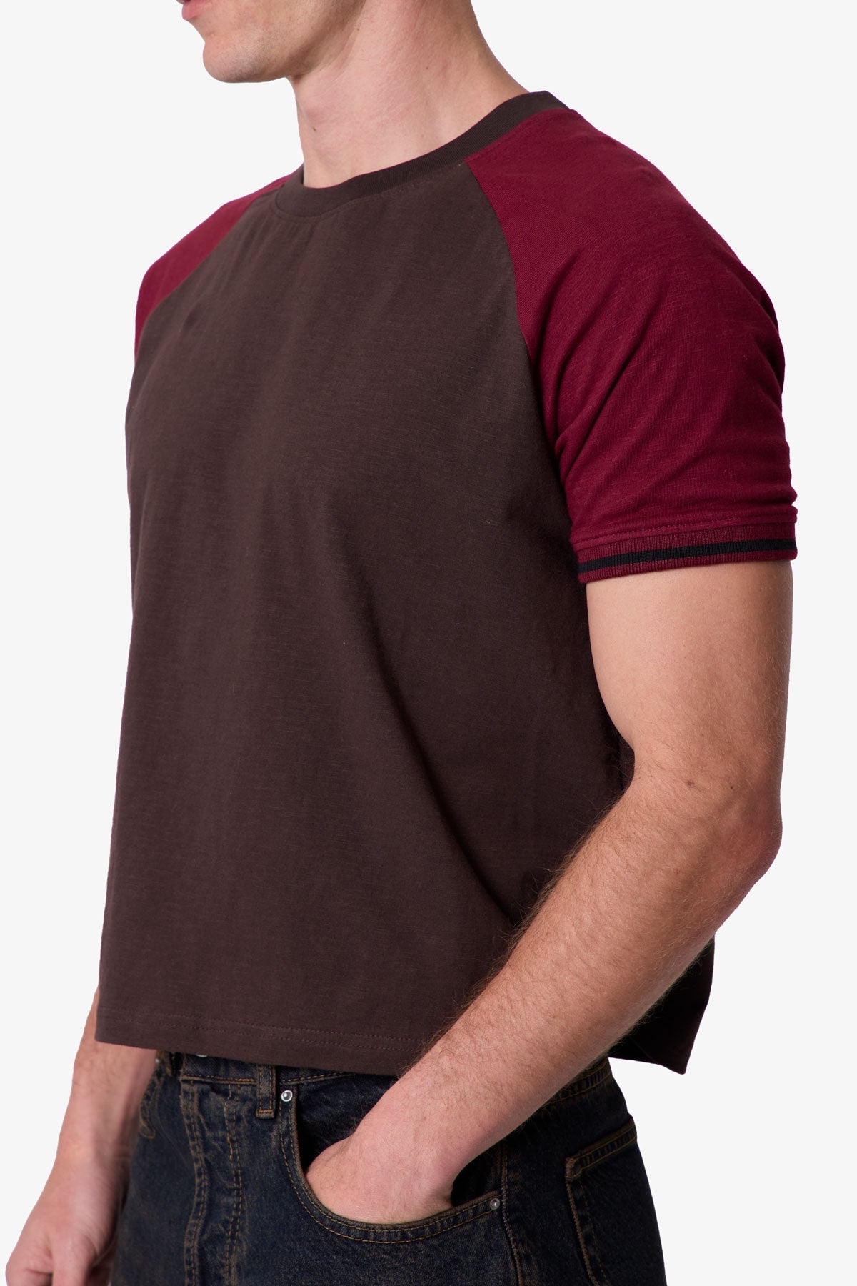 Vintage Ringer Tee - Brown/Burgundy | mnml