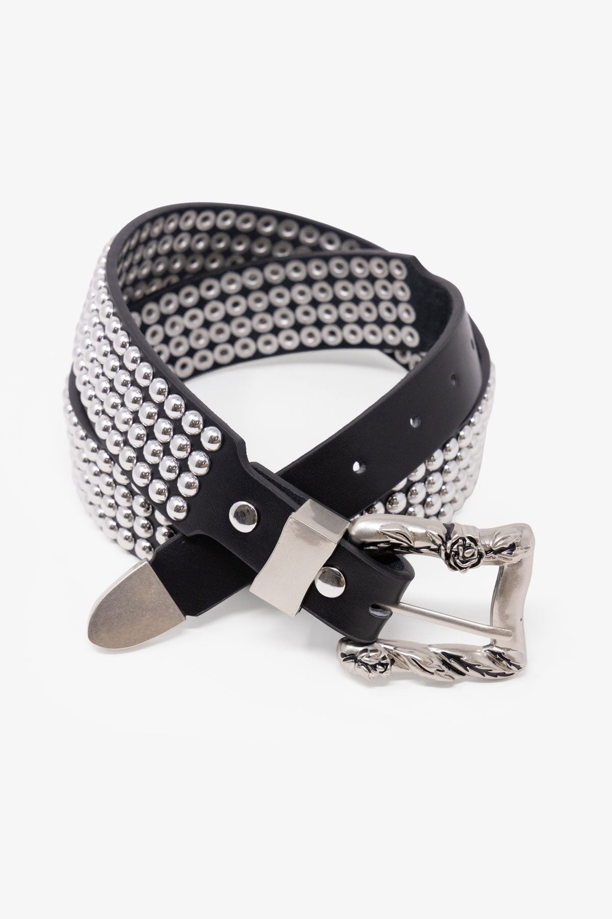 Black Studded Leather Belt with Silver Buckle Parker Studded Belt – Black Italian Leather & Silver Accents  main image 2