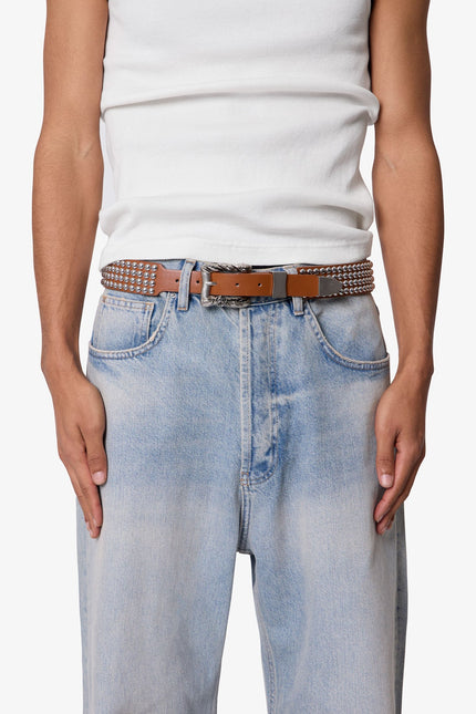 Vintage Studded Belt - Brown