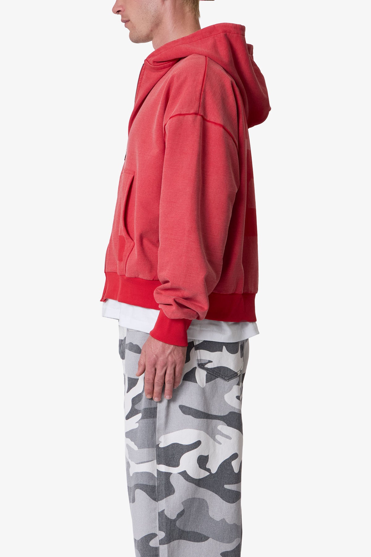 Vintage Zip Up Hoodie - Washed Red | mnml
