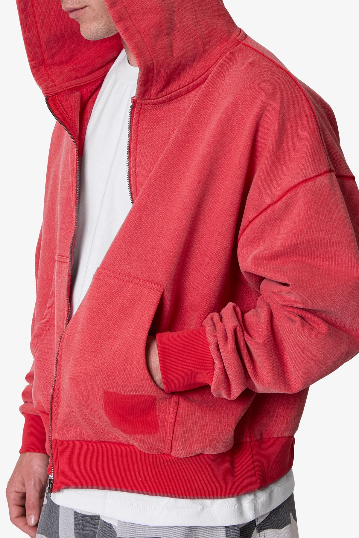Vintage Zip Up Hoodie - Washed Red | mnml