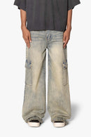 Void Baggy Cargo Denim - Medium Blue